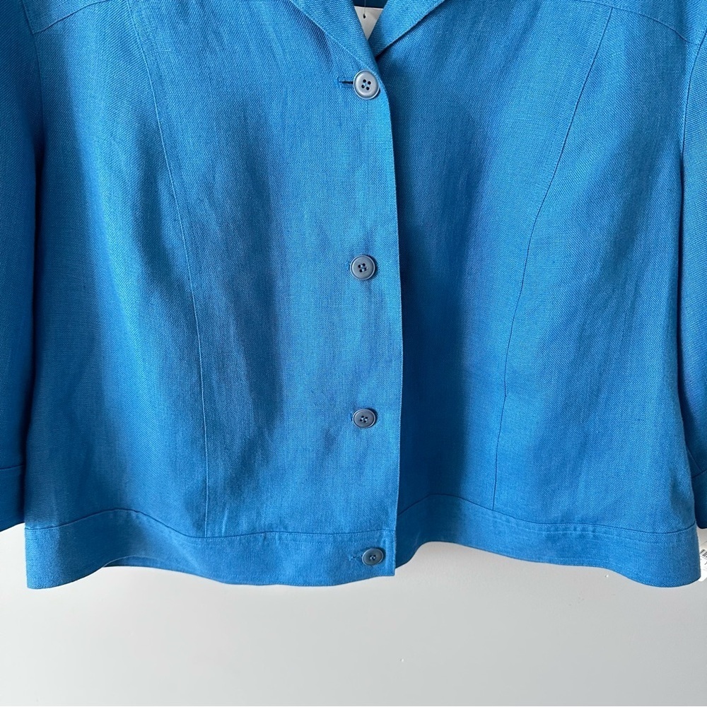 Talbots NWT Vintage Deadstock Blazer Jacket 100% Irish Linen Blue Lined 16W - Picture 3 of 12